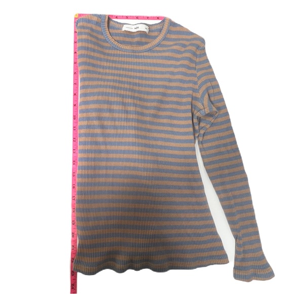 Acne Blue and Tan Striped Long Sleeve Tee - Picture 6 of 8